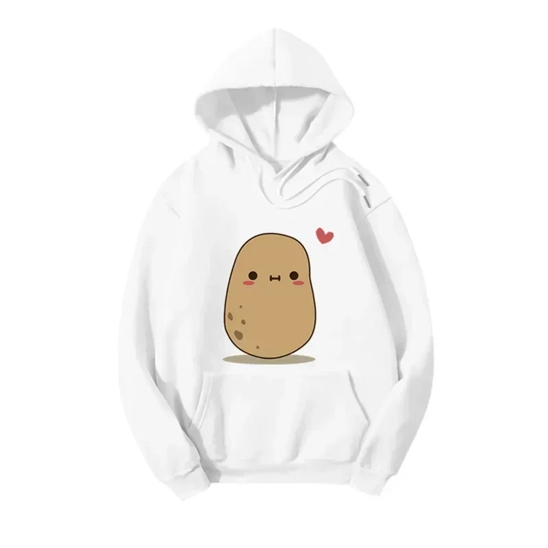 

Cute Hooded Sweatshirts Women A Pair of Teen Girl Hoodies Cartoon Potato Print Long-sleeved Sweater with Baggy Top Pockets