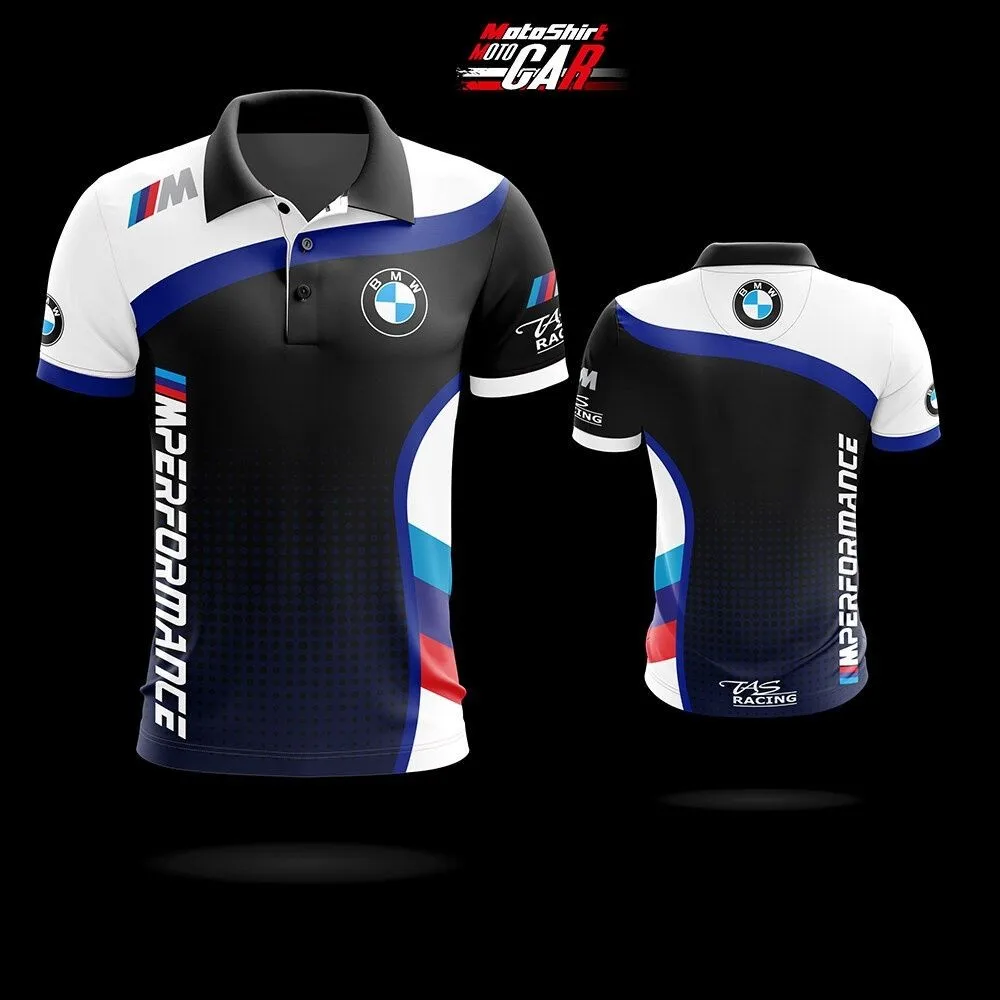 

Comfortable Breathable Short Sleeves BMW Motorcycle Riding Sport Tops Trendy Printed Pattern Casual Polo Shirt With Buttons
