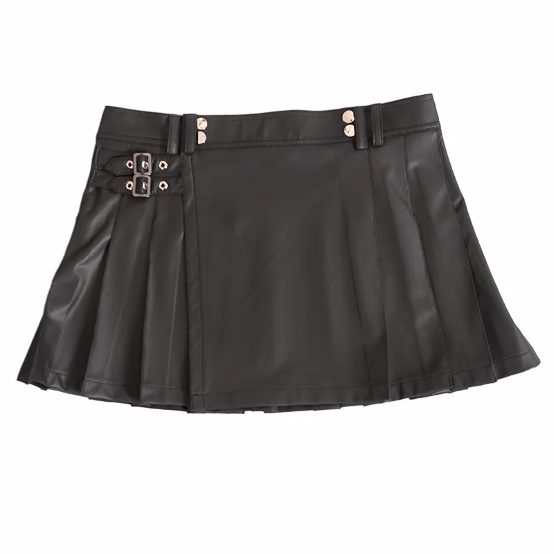 Sexy Mode PU Plooirok Hoge Taille Mini Micro A-lijn Rokken Nachtclub Dansvoorstelling Party Rokken Exotische Kleding Nieuw