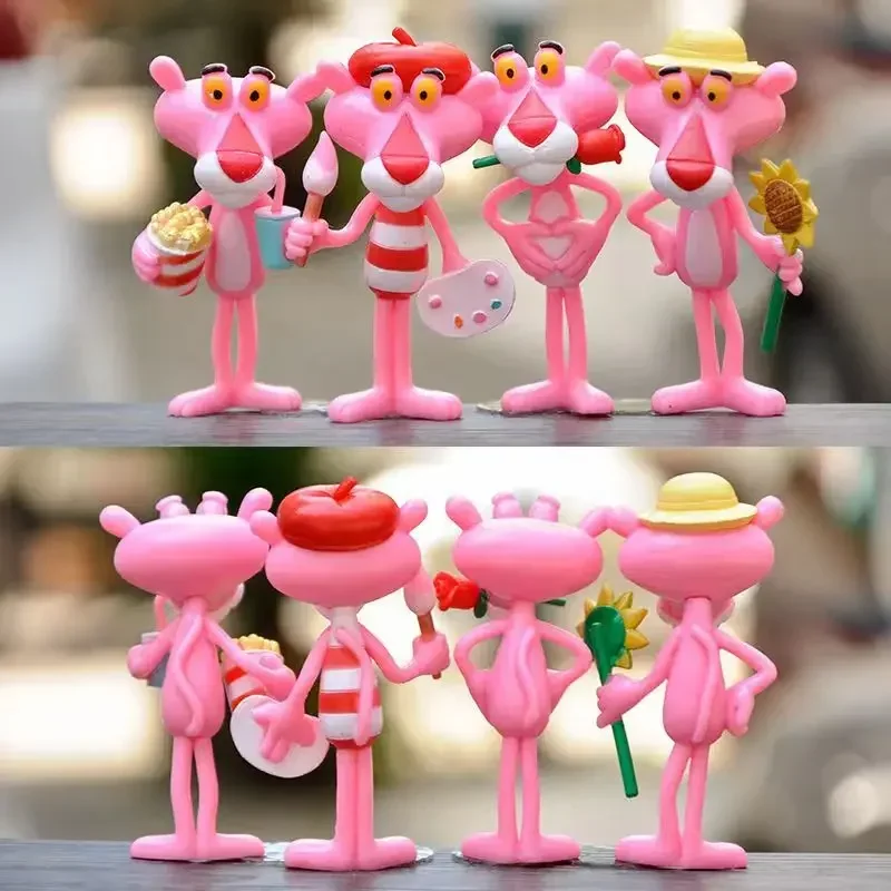 NEW Pink Panther Animation Peripheral Action Figure Doll Student Dormitory Room Decoration Cute Desktop Decoration Model