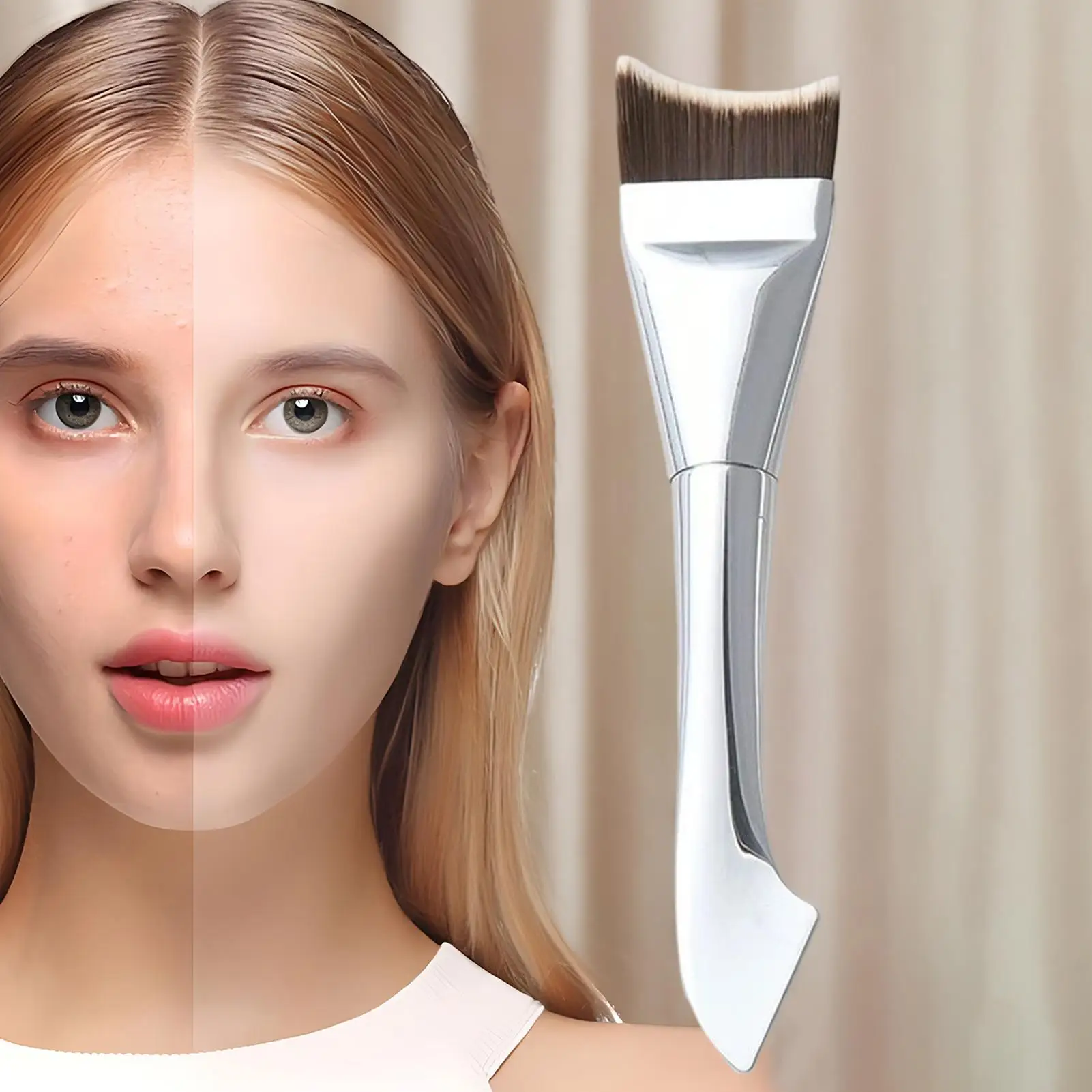 Flat Foundation Brush multifunctional Wet Dry Use Concealer brush Liquid Foundation Brush for Blending Liquid Cream Teens Girl