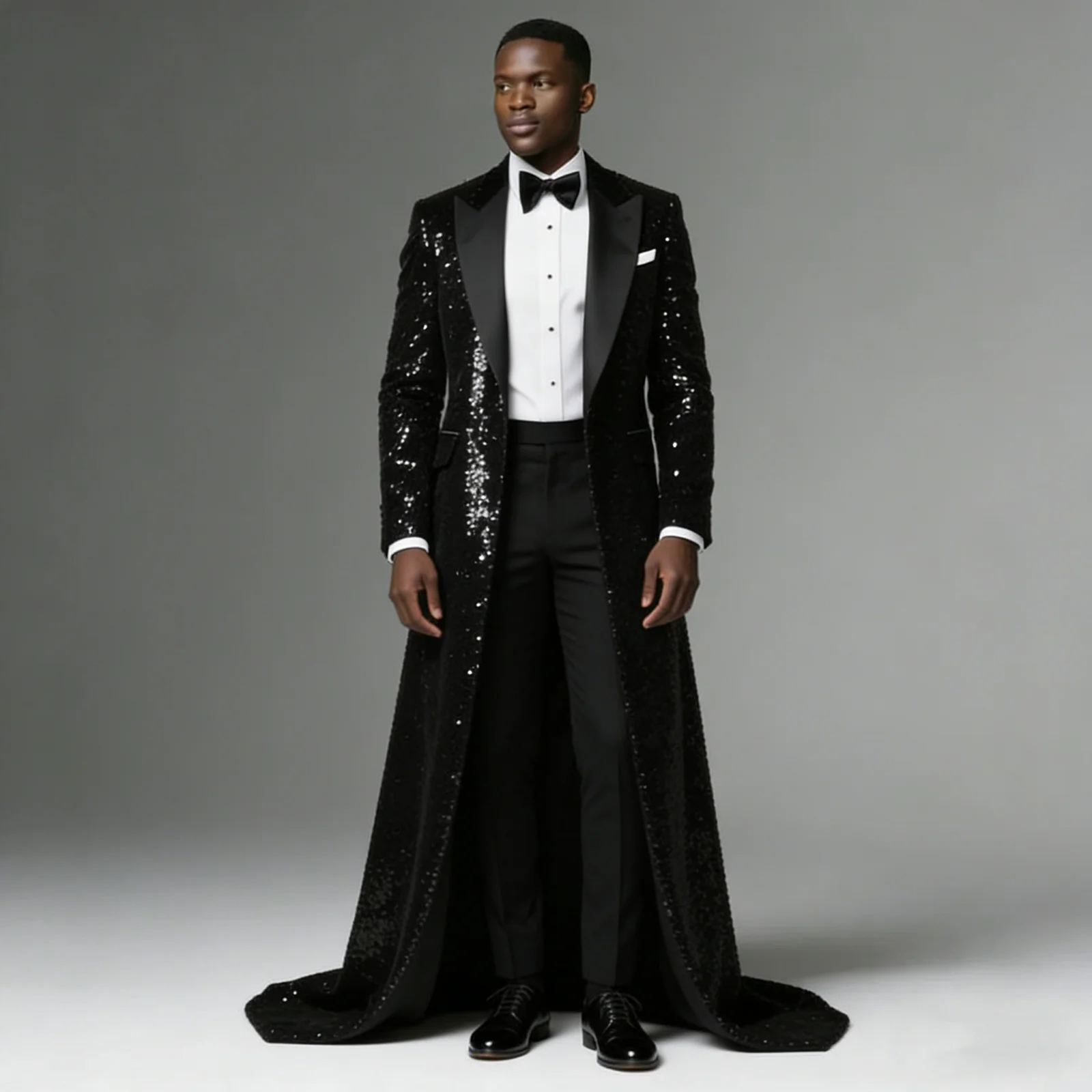 Costumes de smoking longs à paillettes pour hommes, 2 pièces, grande taille, costumes de marié de mariage, revers, personnalisé, Costume de fête d'anniversaire pour bal de promo