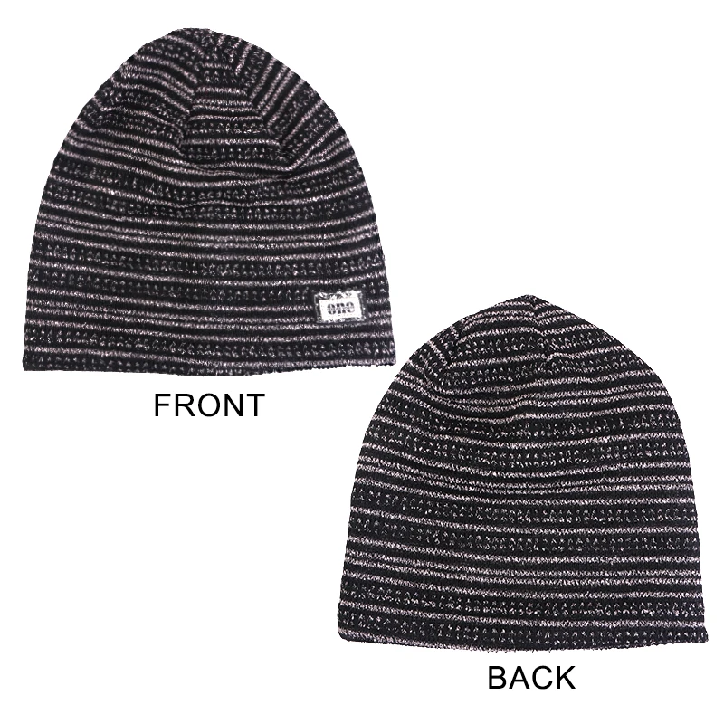 Neue trendige Damen-Doppelschicht-Stretch-Strickmütze, atmungsaktive, winddichte Slouchy-Beanie, gestreifte Bucket-Mütze, Herren-Tanz-Hiphop-Mütze – Detail 3