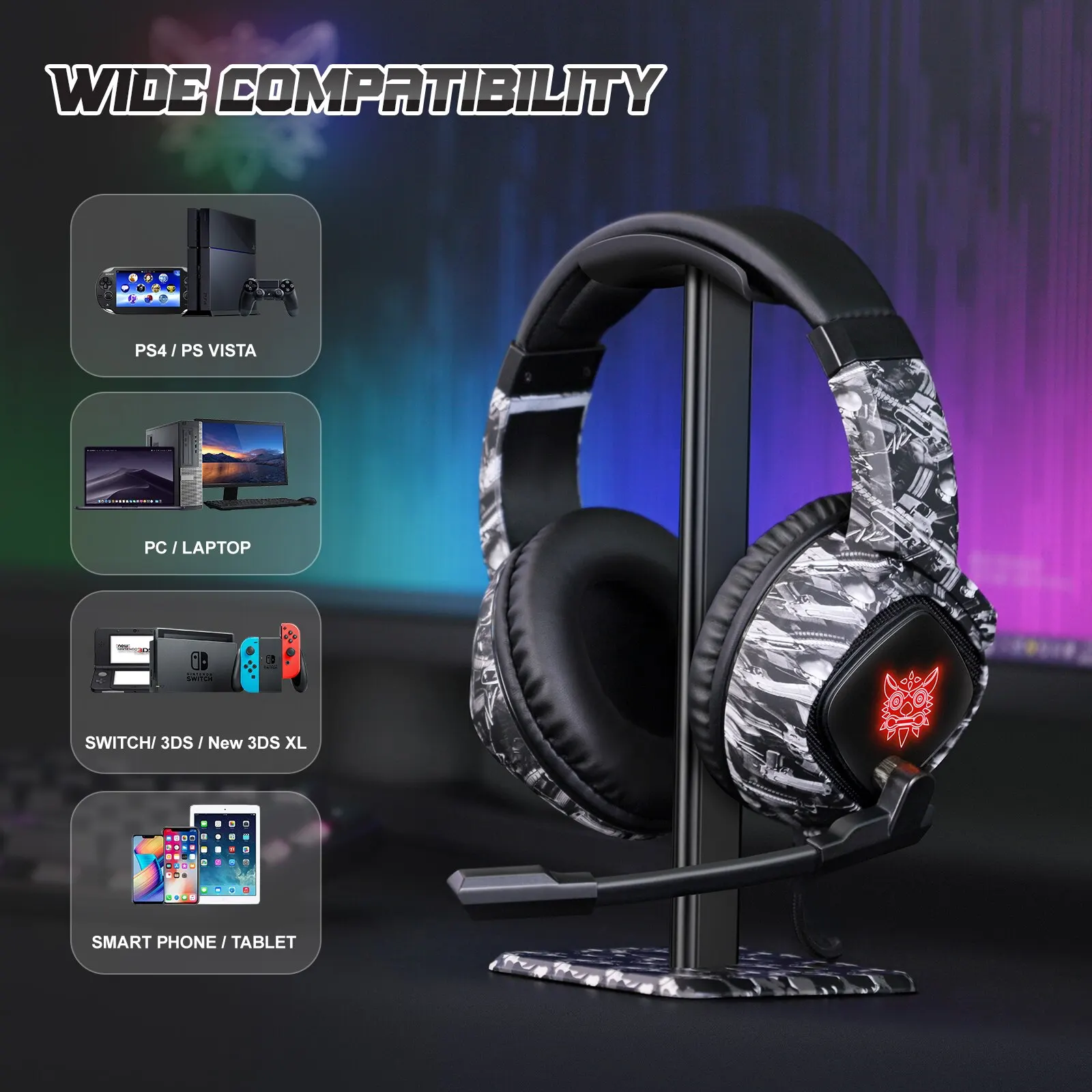 ONIKUMA K19 Gaming Headset Headphones Wired Ruído Cancelando Fones De Ouvido Estéreo Com Microfone