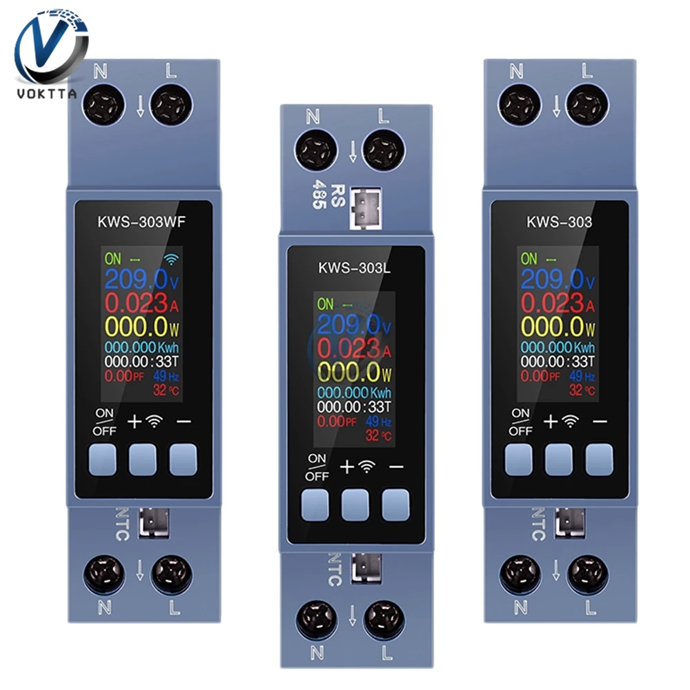 AC85-290V 디지털 전압계 전류 전압 테스터, TFT 컬러 스크린, 리모컨 전원 계량기, 0.96 인치, 40A, 8 인 1