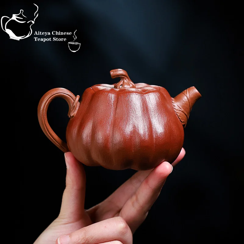 Yixing handmade purple clay teapot, original ore, sloping mud, high pumpkin kung fu tea set, Chinese teapot 240ml