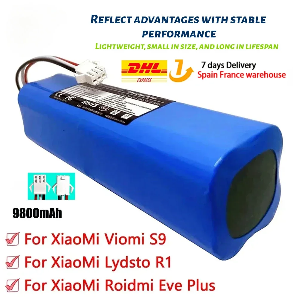 For XiaoMi Lydsto R1 Viomi S9 Roidmi Eve Plus Rechargeable Li-ion Battery Robot Vacuum Cleaner R1 Battery Pack 12800mAh