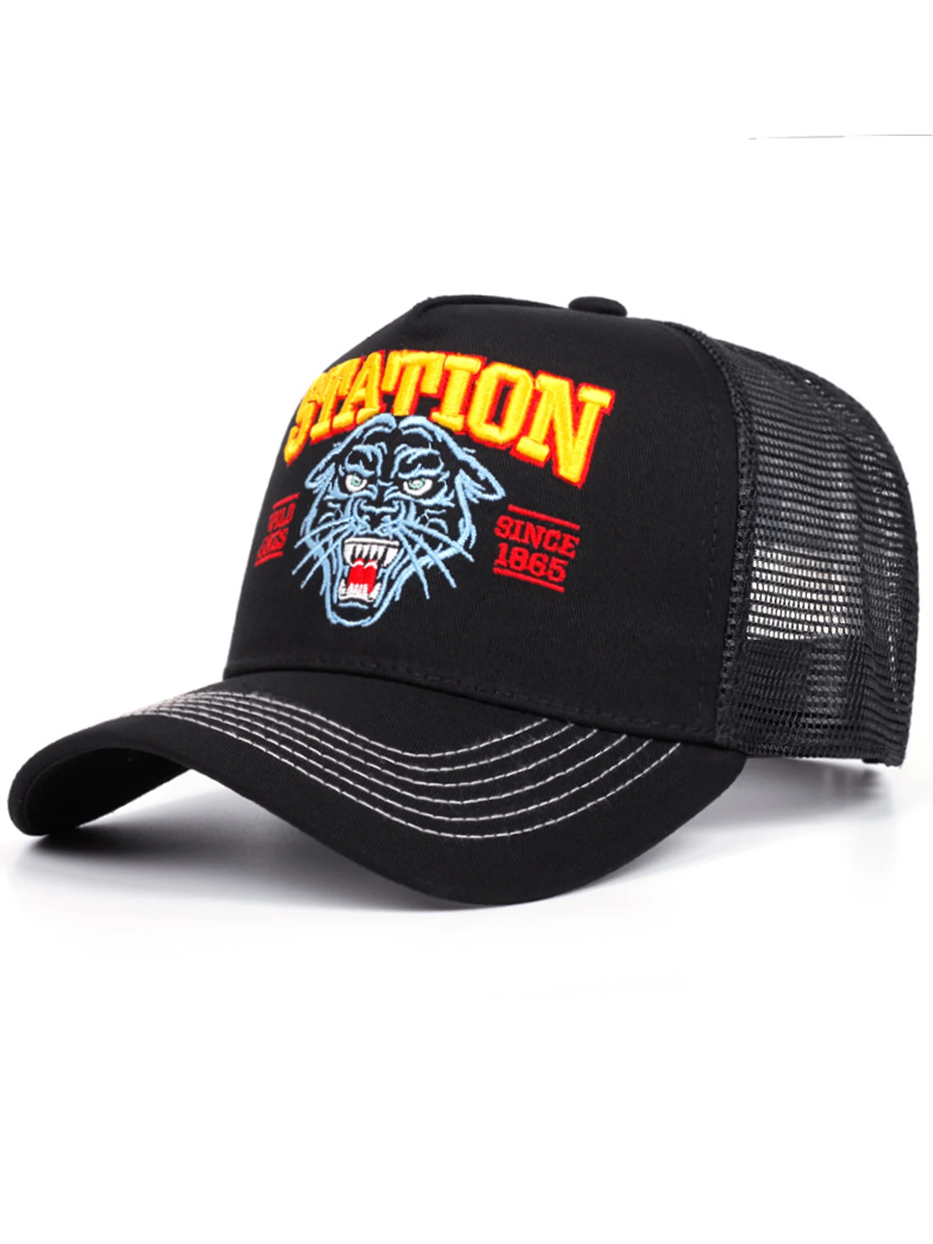 AliExpress NONE 2025 Fashion New STATION Tiger Head Personalized Truck Hat Street Dance Hip Hop Hat Daily Cycling Sunshade Baseball Hat Mesh Hat