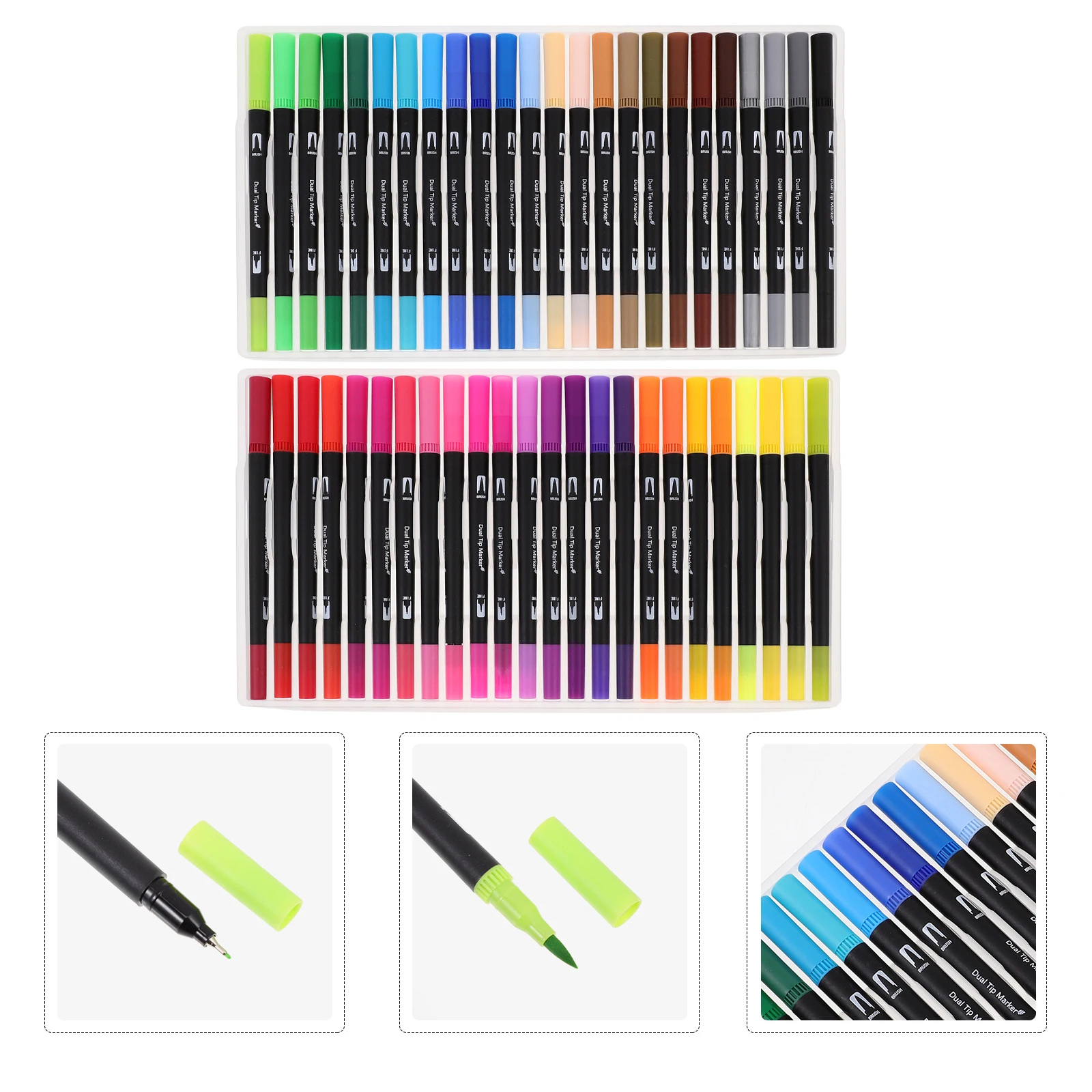 

48 Pcs Watercolor Brush Set Artist Markers Bicuspid Pens for Coloring Multipurpose Painting Artists Plastic Dual-tip Child
