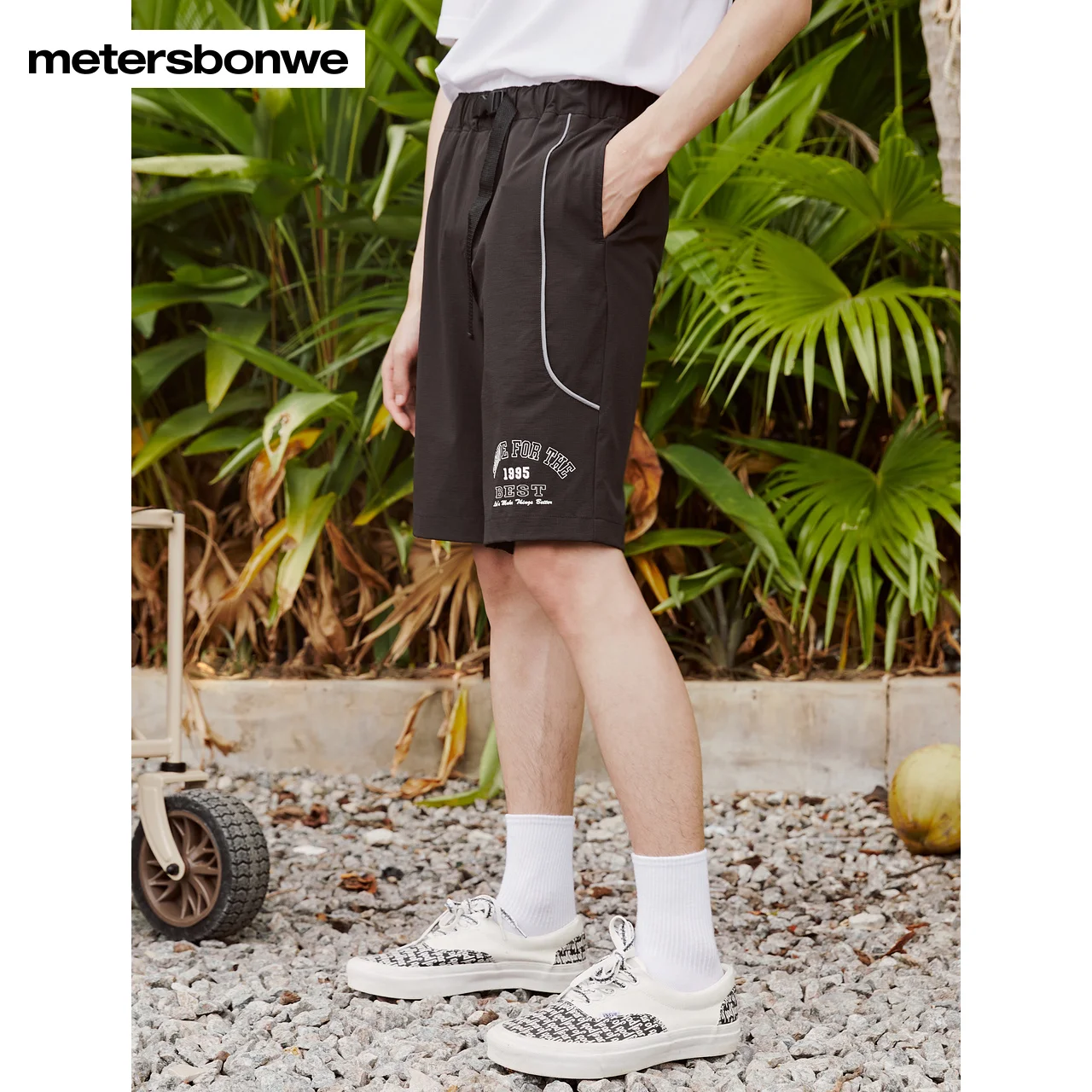 Metersbonwe Casual Shorts Men Summer New Trendy Letter Printed Short Pants Four sided elastic Trousers Brand Minimalist Bottoms