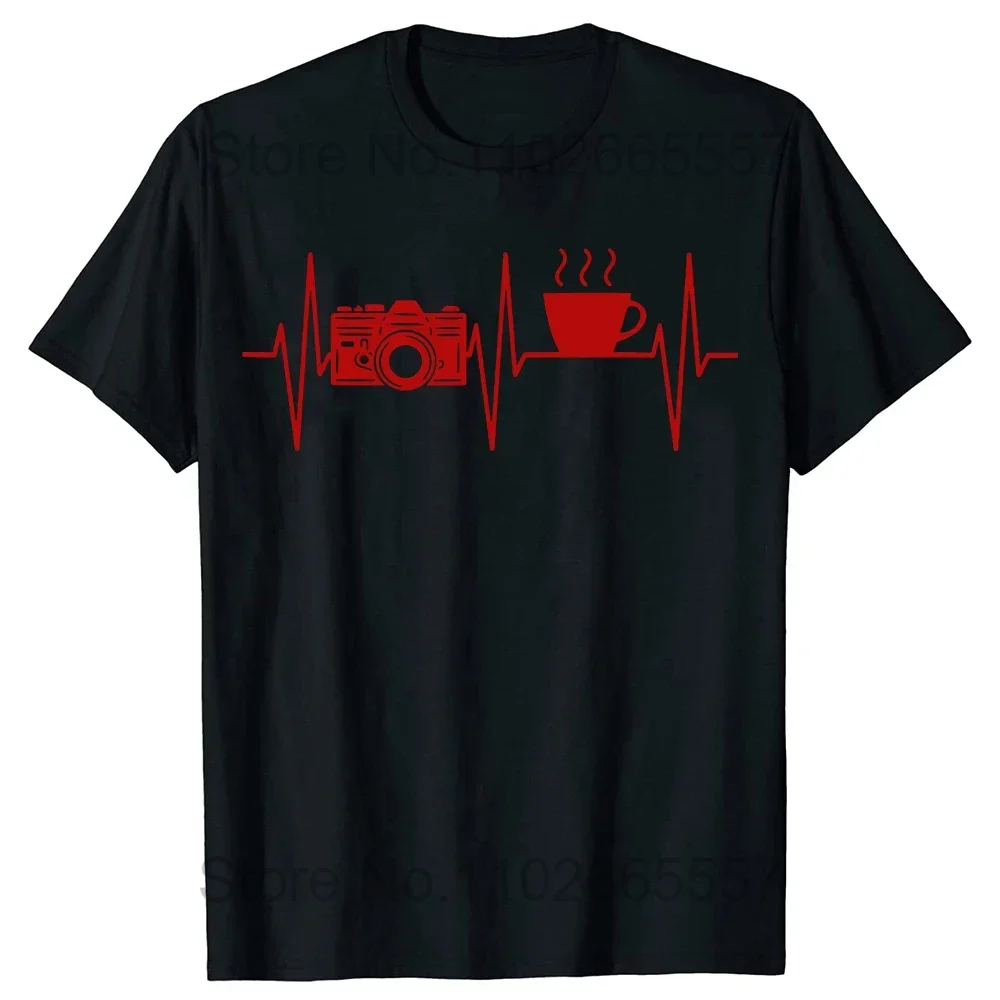 Humorous Photographer, Coffee Lover, Camera, Photography Summer Print Streetwear T-shirt, Birthday Gift, Women's T-shirt Y2K Top