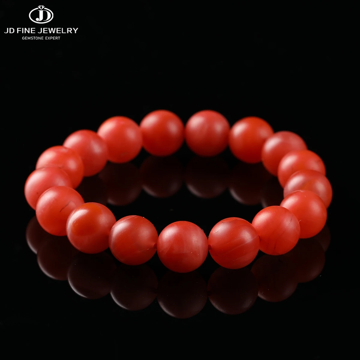 

JD Natural Stone Matte China Red Agate Bead Bracelet Women Retro Charm Lucky Healing Stretch Bangle Bestfriend Jewelry Gifts