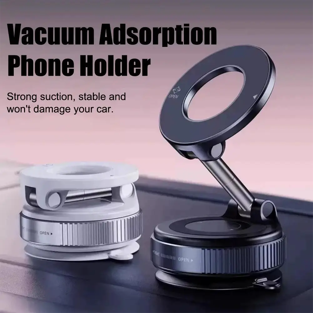 Vacuum Suction Cup Magnetic Car Phone Holder 360° Rotating Foldable Mount For Dashboard Windshield Navigation