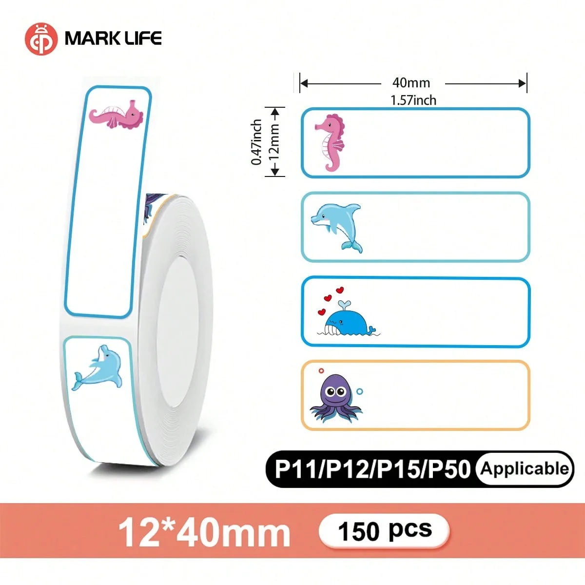 150pcs Waterproof Blank Self Adhesive Assorted Stickers Removable 12x40mm Label Stickers Name Tag Bottle File Document