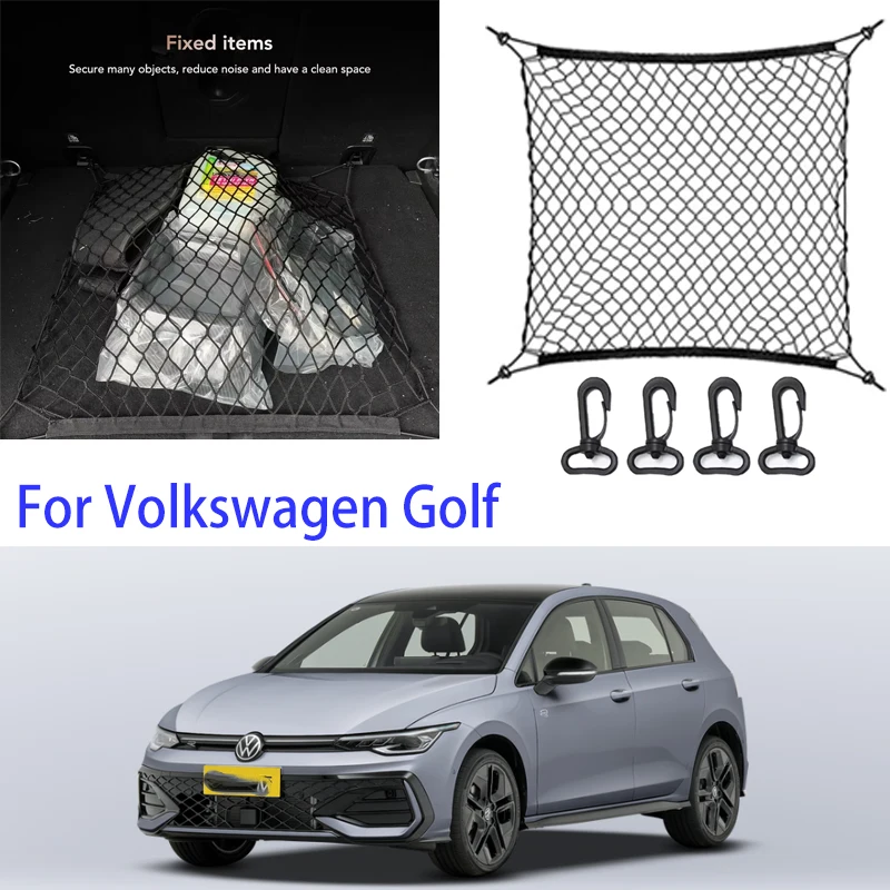 

For Volkswagen Golf 1974-2025 A2 A3 A4 A5 A6 A7 A8 Nylon Car Rear Cargo Net Trunk Storage Organizer Net