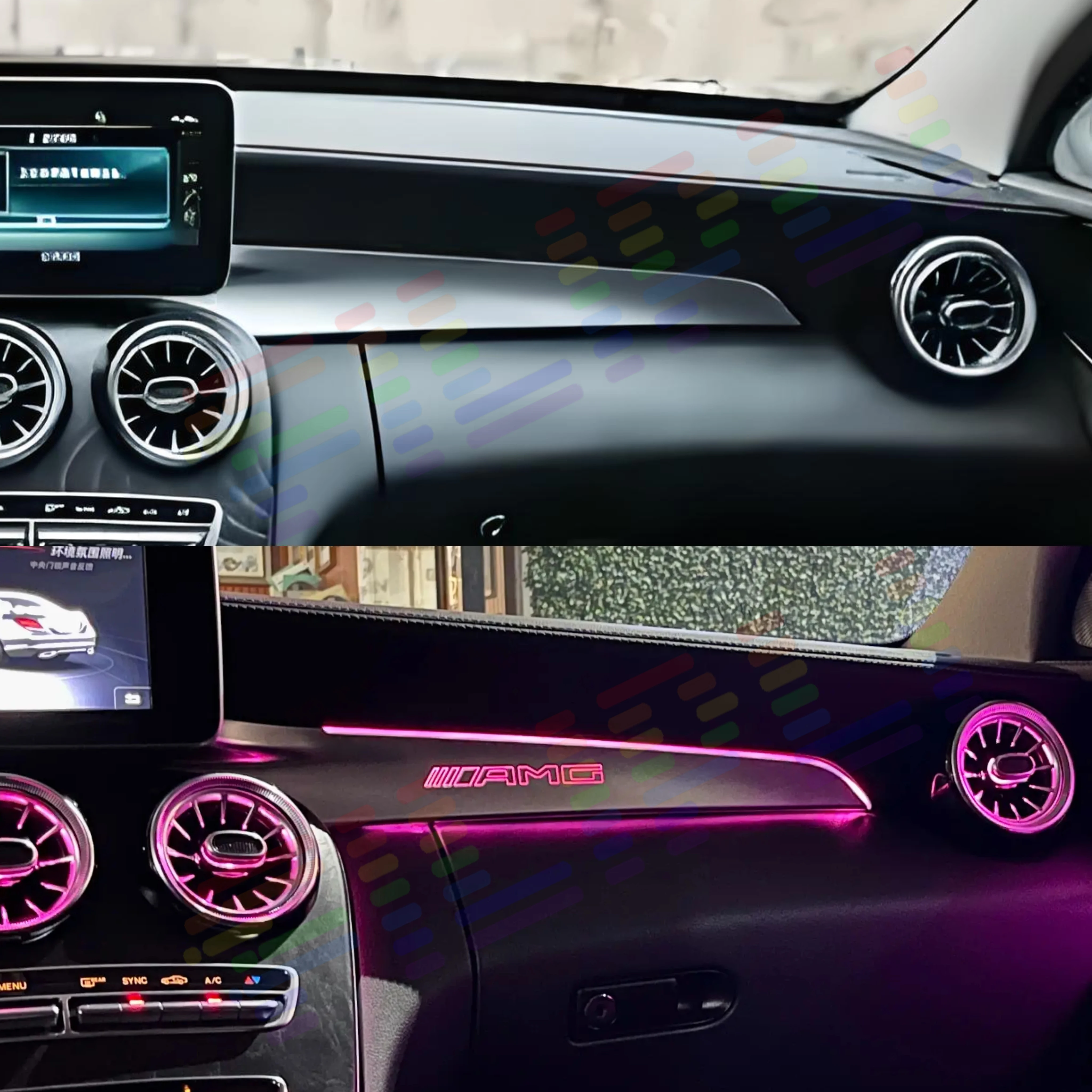 Interior ambient light co - driver for Mercedes-Benz C/GLC Class W205/X253 2015-2022 MB co-pilot neon light LED 3 colors