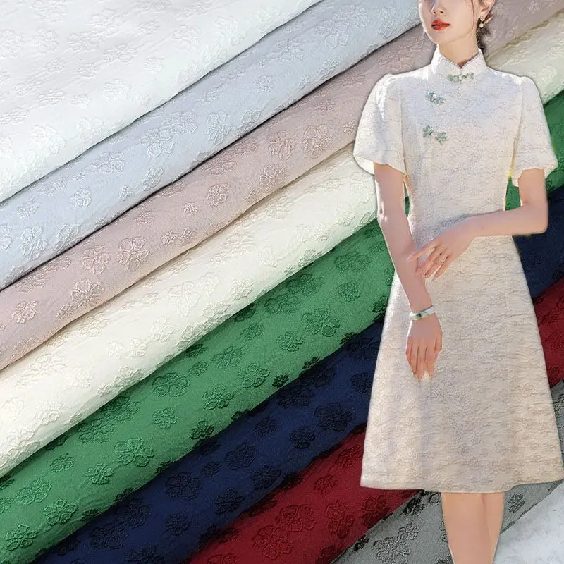 Micro Elastic Jacquard Fabric By Meters for Dresses Cheongsam Shirt Diy Sewing Summer Needlework Cloth Soft Anti-wrinkle Plain view 3