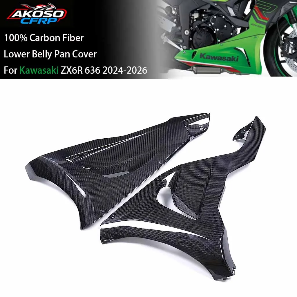100% 3K Carbon Fiber Fairng Motorcycle For Kawasaki ZX6R 636 2024-2026 Lower Belly Pan Side Panels Cover Accessories Protector