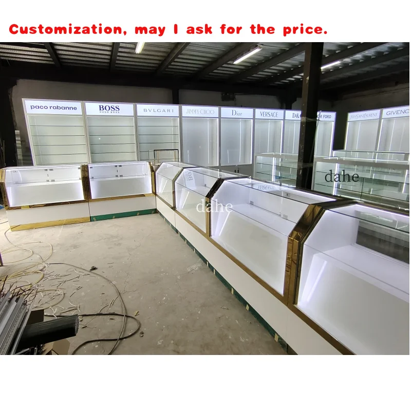 

На заказ. Ювелирный магазин Стеклянная витрина Дисплей Счетчик Ювелирных изделий Шкаф со светодиодной подсветкой Кабина для демонстрации ювелирных изделий из нержавеющей стали