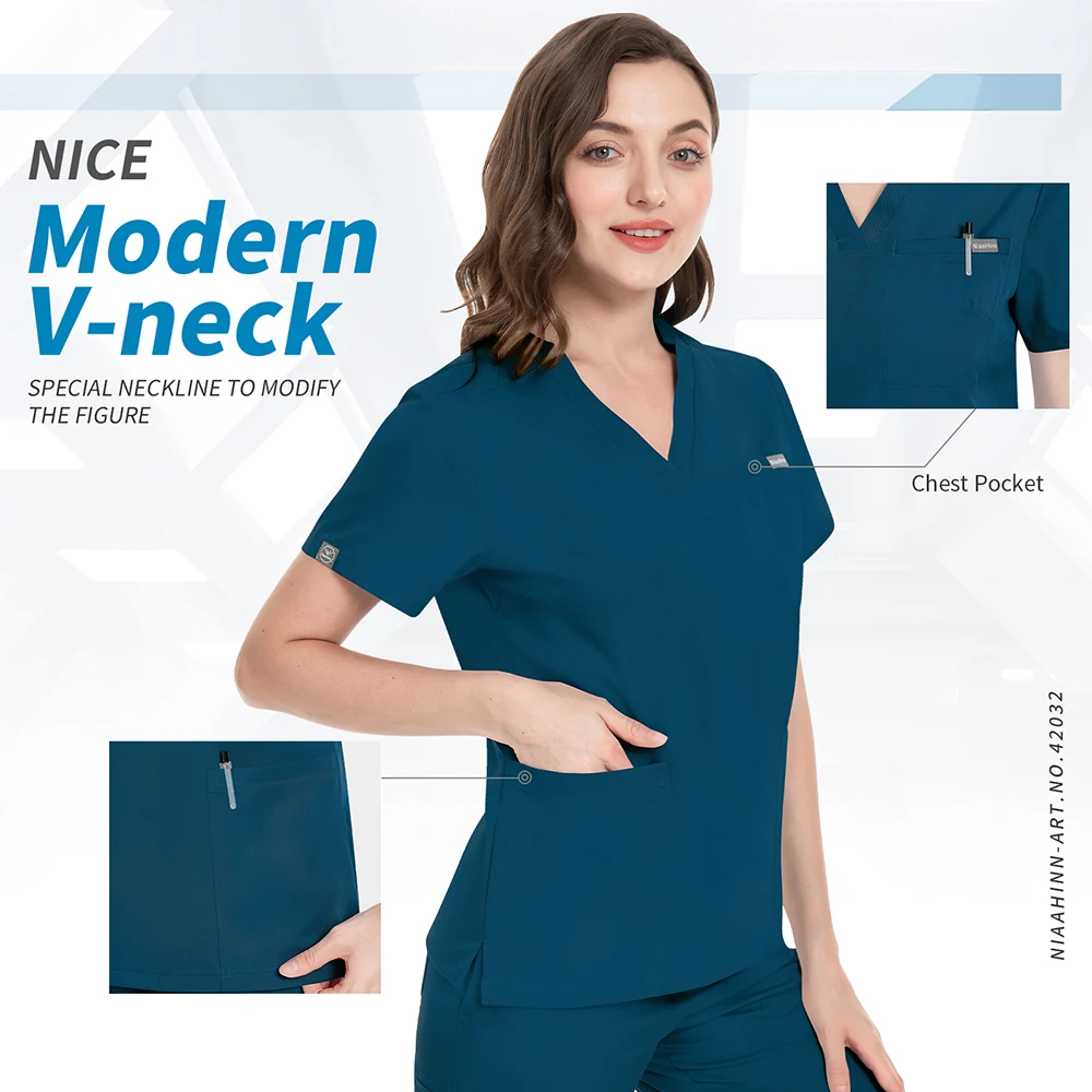 Uniforme infermieristica ospedaliera Chirurgia Scrubs Top Pant Donna Uomo Abbigliamento da lavoro clinico Infermiera dentale Medico Abiti da lavoro Uniforme policromatica