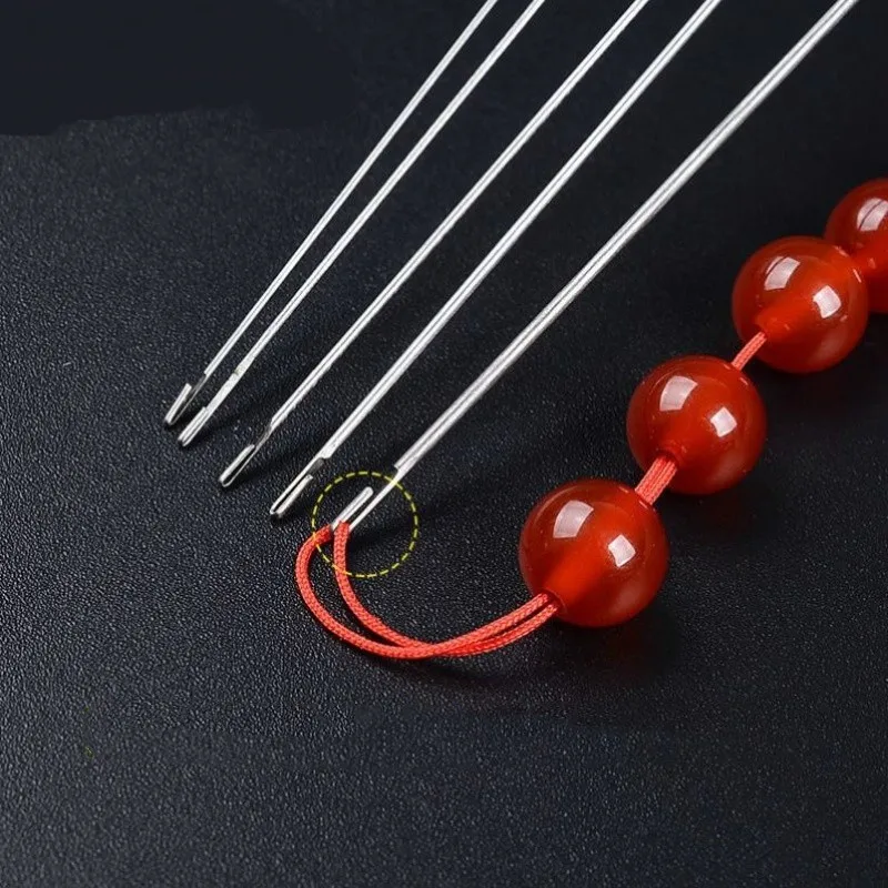 2pcs Beaded Needles With Steel Needles, Long And Thin Beaded Leads, Side Threaded Hooks And Beads For DIY Handmade Jewelry