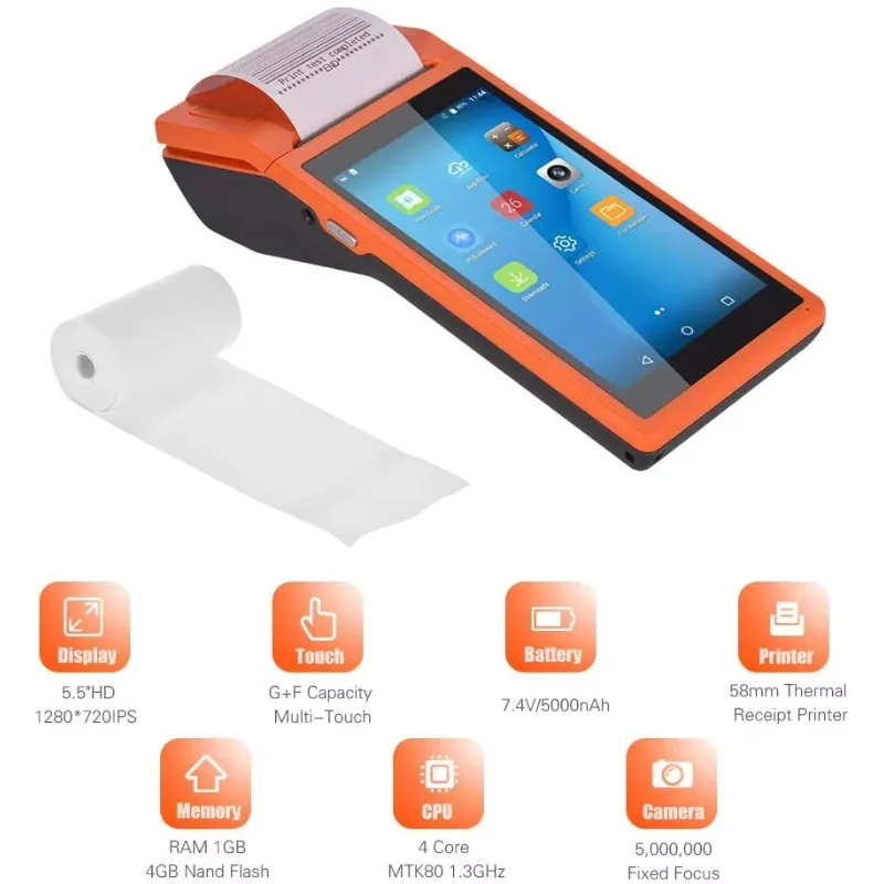 Mini draagbare Android kassasysteem POS-terminal met 58mm printers & scanners
