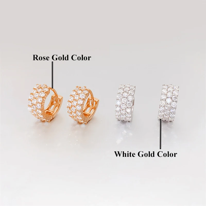 Ewya funkelnde echte 3-reihige volle Moissan ite Creolen für Frauen edlen Schmuck s925 Silber Diamant kleine Ohr schnalle Ohrring Geschenk