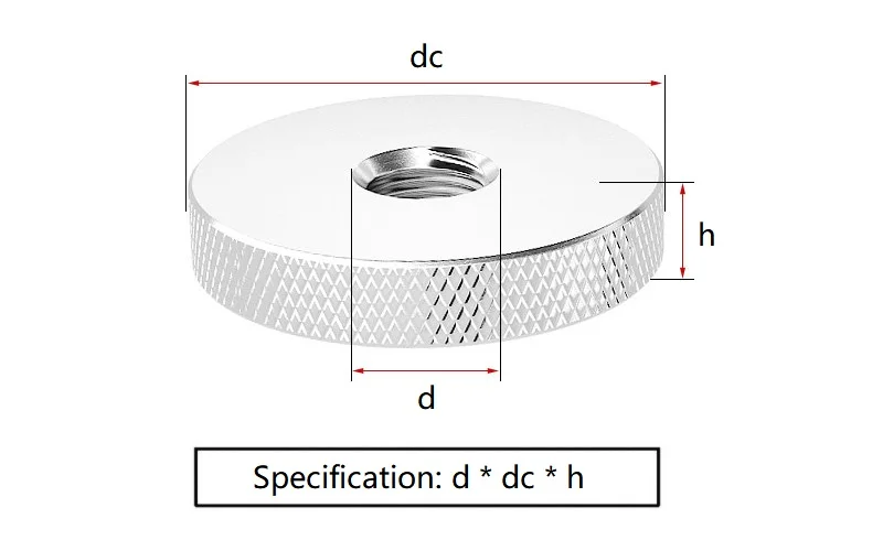 Beicai 1/2/5pcs M3 M4 M5 M6 M8 M10 SUS304 Stainless Steel Flat Knurled Round Nut Thin Hand Screwed Nut Thickness 5/6mm