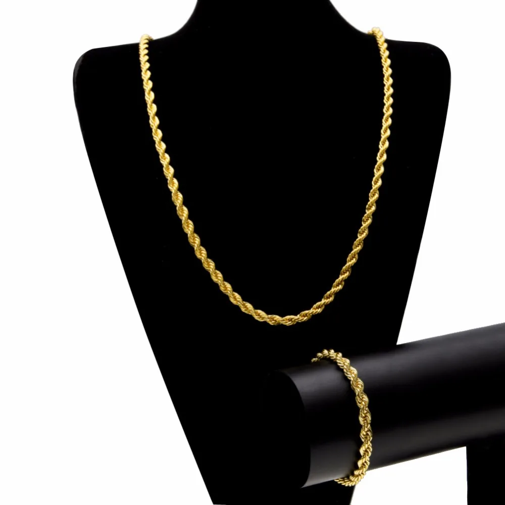 Gold Silver Color 6mm/ 1cm Rope Chain Set For Men And Women Punk Necklace