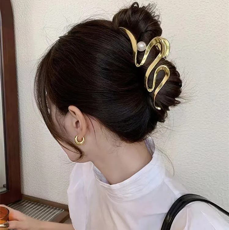 New Women Elegant Gold Silver Hollow Geometric Metal Hair Claw Vintage Hair Clip Headband Hairpin Fashion Girls Hair Accessories