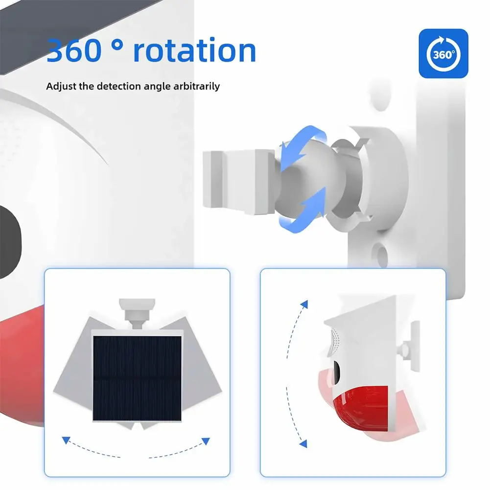 Wifi movido a energia solar som e luz alarme ao ar livre anti-roubo alimentado sirene anúncer segurança guarda solar alarme de casa voz r9l1