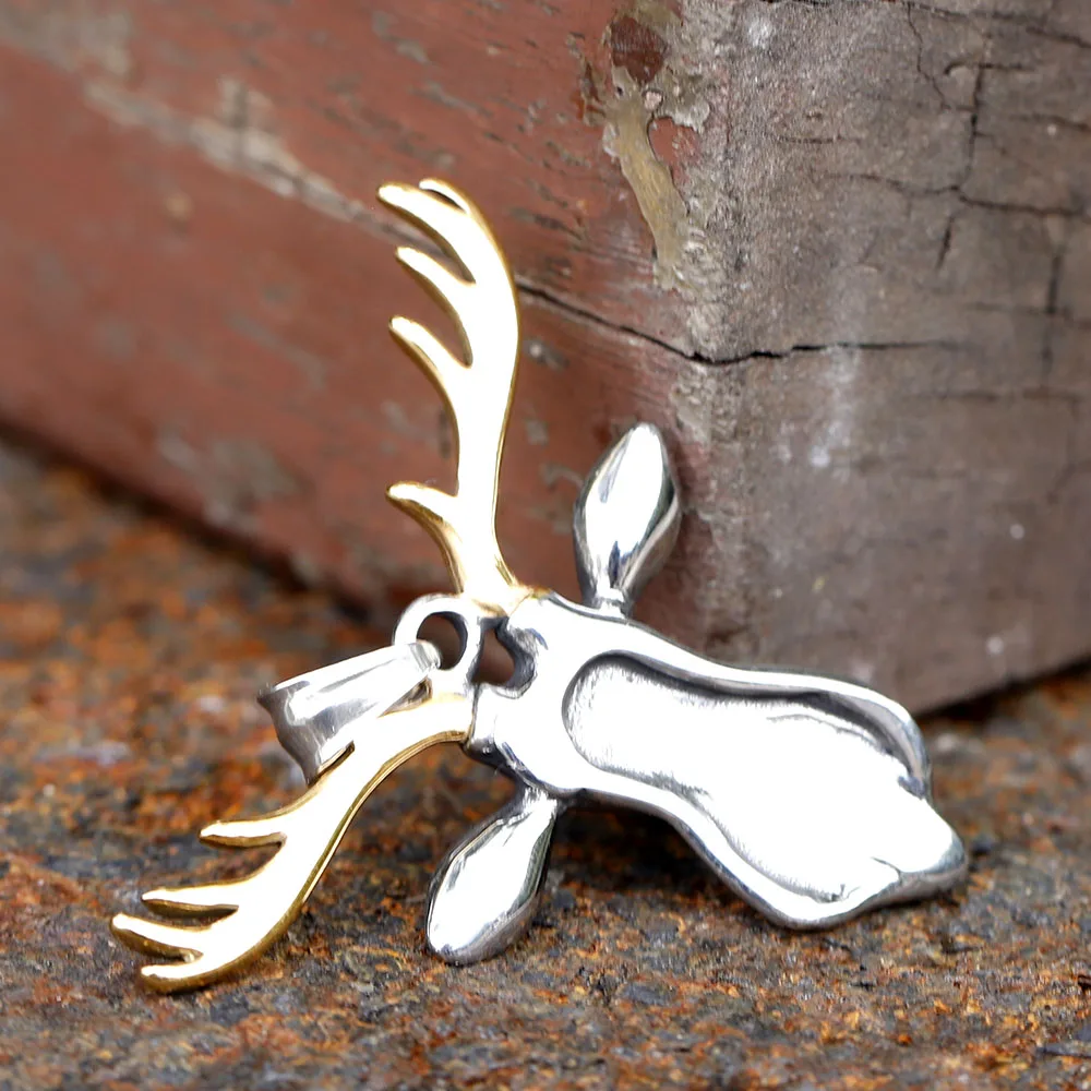 2023 New Vintage Nordic viking  Warrior Odin Deer head animal Pendant For Men Stainless Steel Necklace Jewelry free shipping