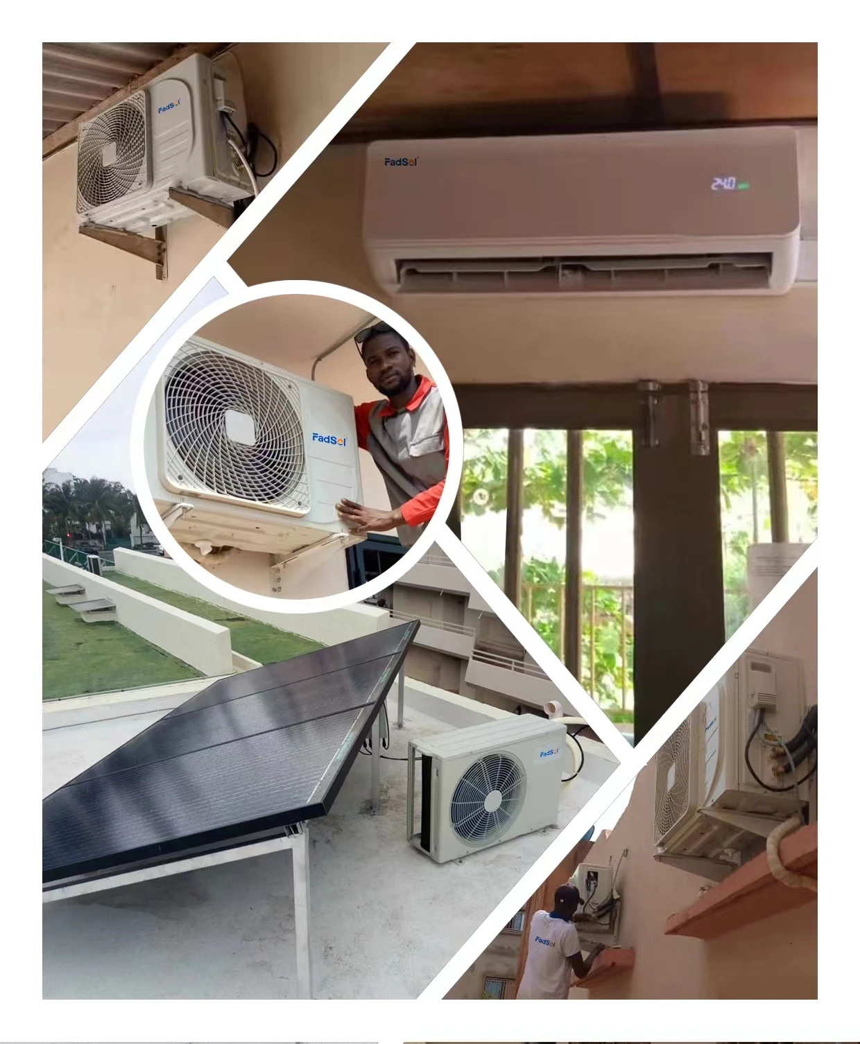 Sala dividida montada na parede fora da rede condicionadores de ar movidos a energia solar DC48V casa condicionadores de ar solares inteligentes fora da rede