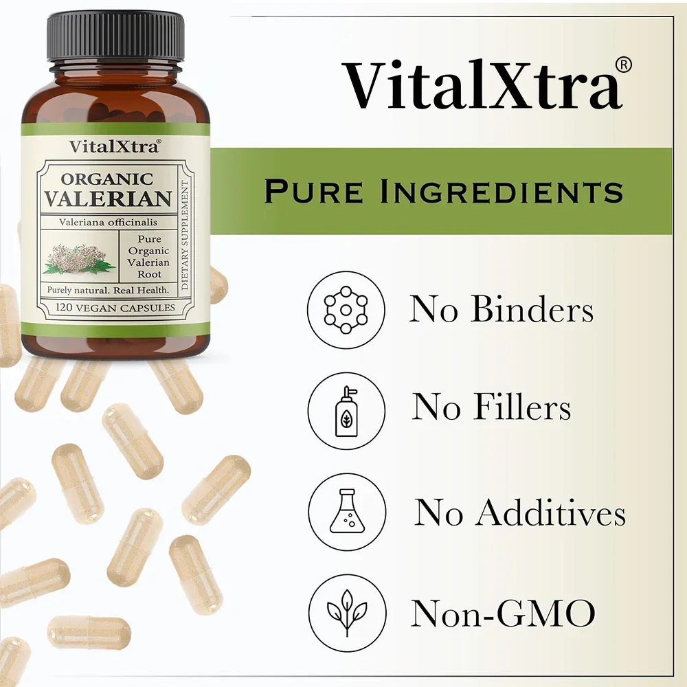 

Organic Valerian Root Supplement, Aids Sleep, Relaxes, and Calms, Natural Herbal Supplement Suitable for Both Men and Women