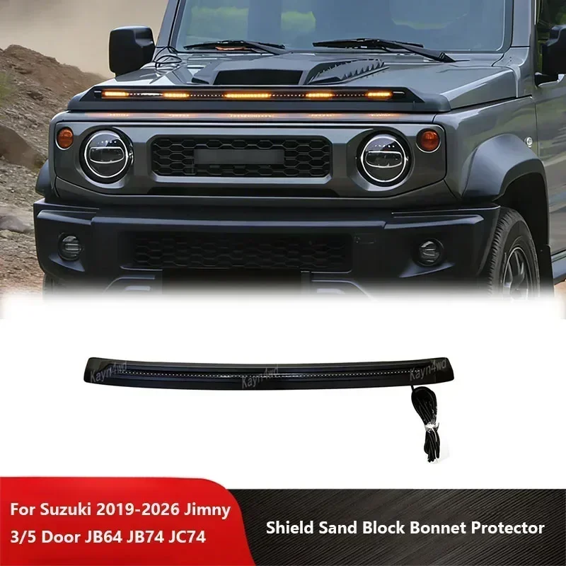 Off Road 4x4 Exterior Accessories Shield Sand Block Bonnet Protector With Lights For SUZUKI 2019+ Jimny 3/5 Door JB64 JB74 JC74
