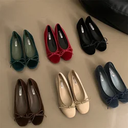 Bailamos Brand New Women Velvet Flats Fashion Round Toe Shallow Mary Jane Shoes Soft Casual Ballet Shoes Slingback Shoes Muje