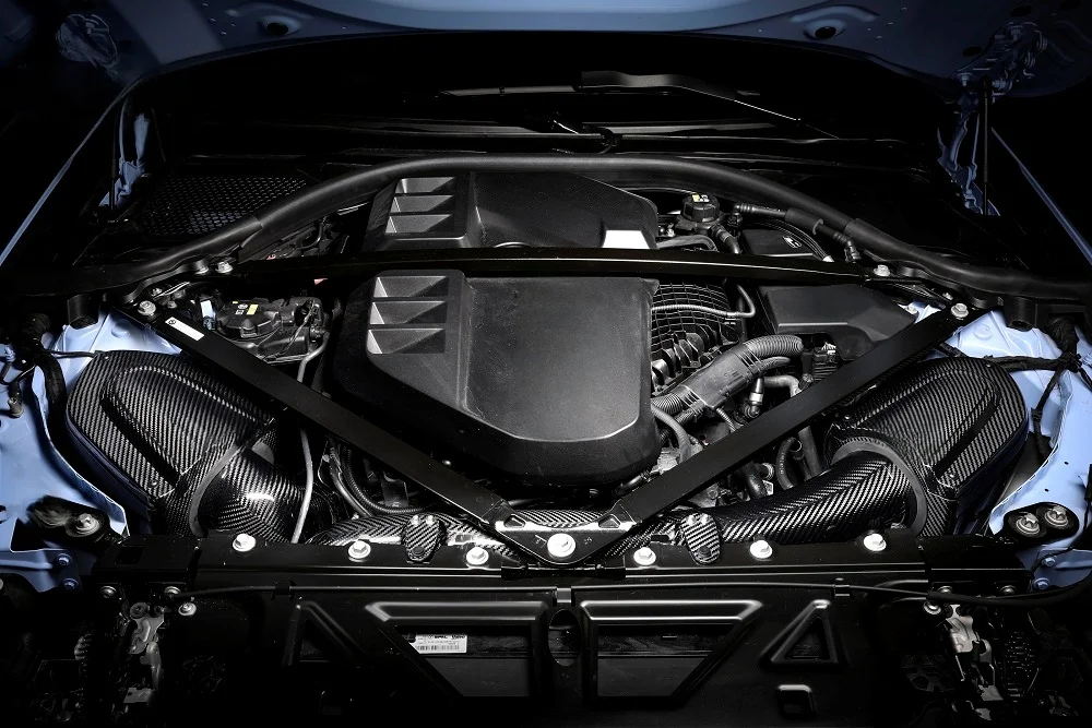 21- تحسين سرعة القيادة نظام السحب البارد من ألياف الكربون الجافة الحقيقية لسيارات BMW G8X M2 M3 M4 3.0T أنبوب دخول هواء السيارة