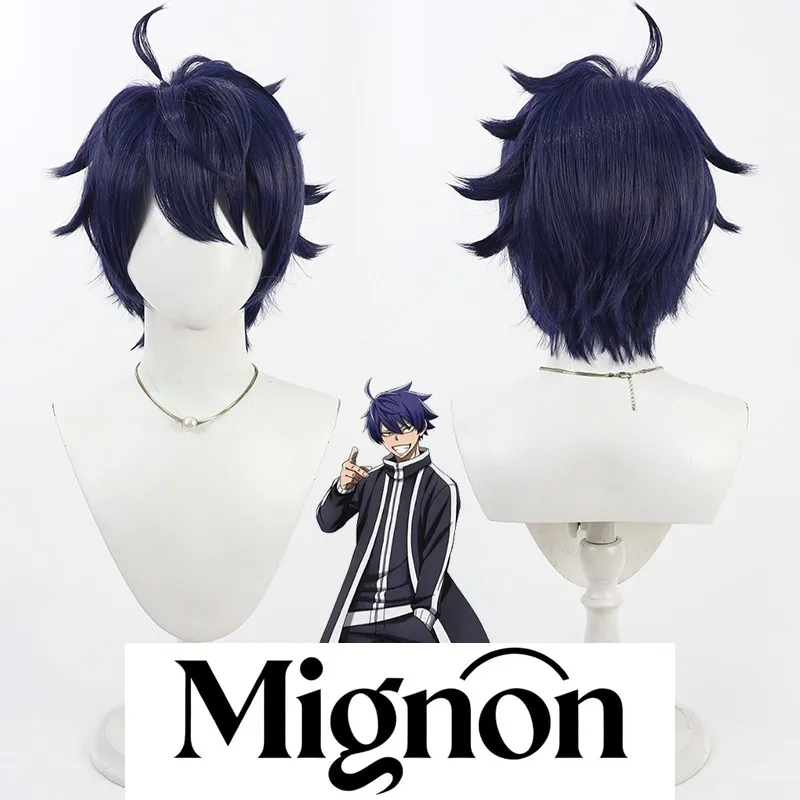 

Togen Anki Ichinose Shiki Cosplay Wig Dark Blue Teased Top Anti-Frizz Hair