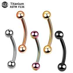1PC G23 Titanium Vertical Labret Piercings External thread Curved Barbell Tongue Eyebrow Lip Ear Helix Piercings Body Jewelry