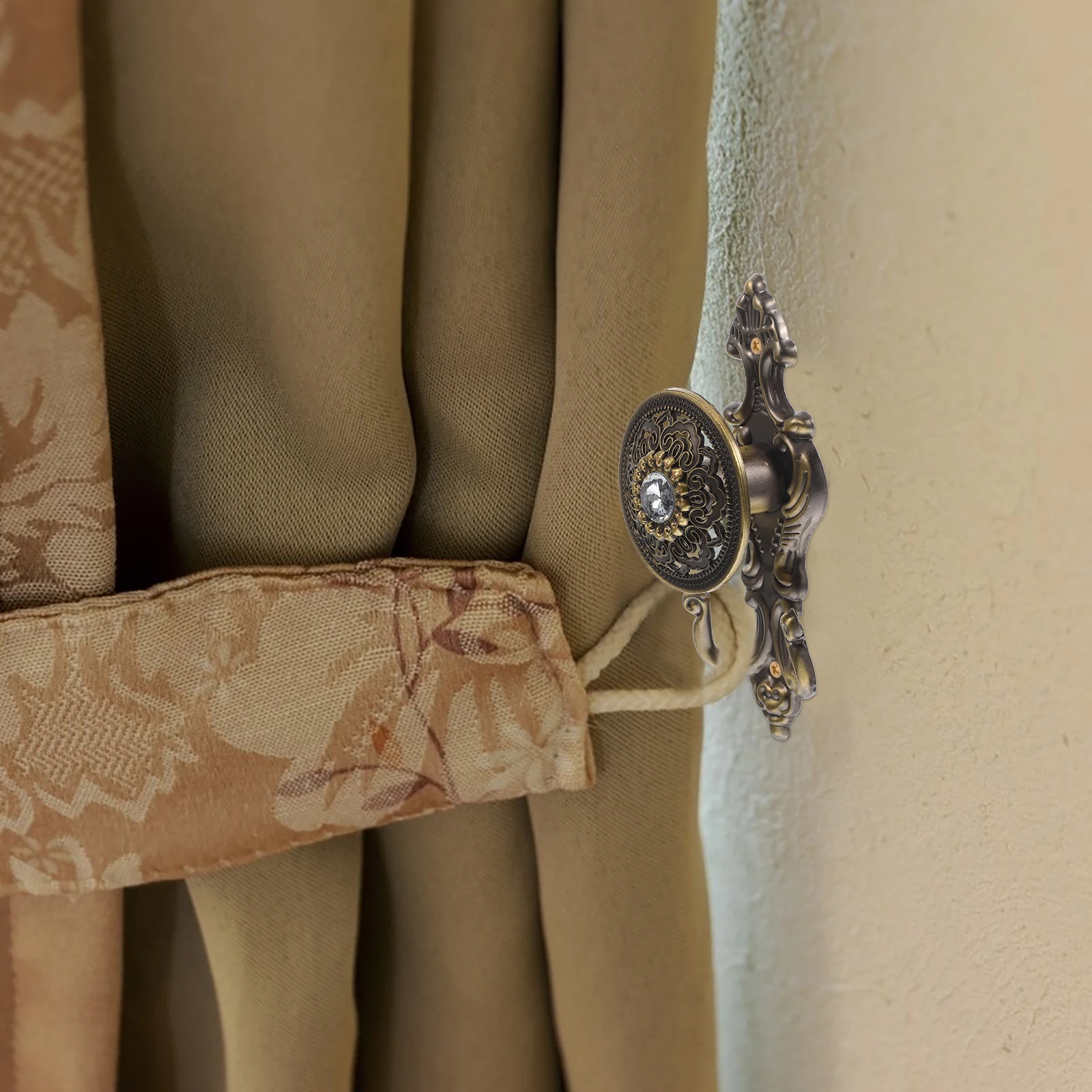

2 Pcs Rhinestone Hook Set Fixing Curtain Metal Drapery Hooks Holdback Household Alloy Cloak Holder Swag Curtains for Kitchen