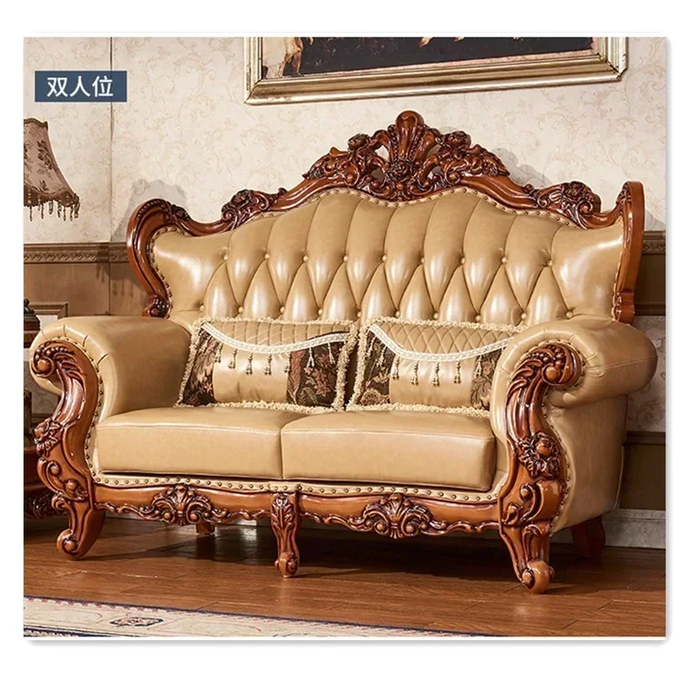 Luxury European Style Classic Genuine Leather Sofa Home Furniture Sofa Sets Chesterfield Sofa 1 Set Antique