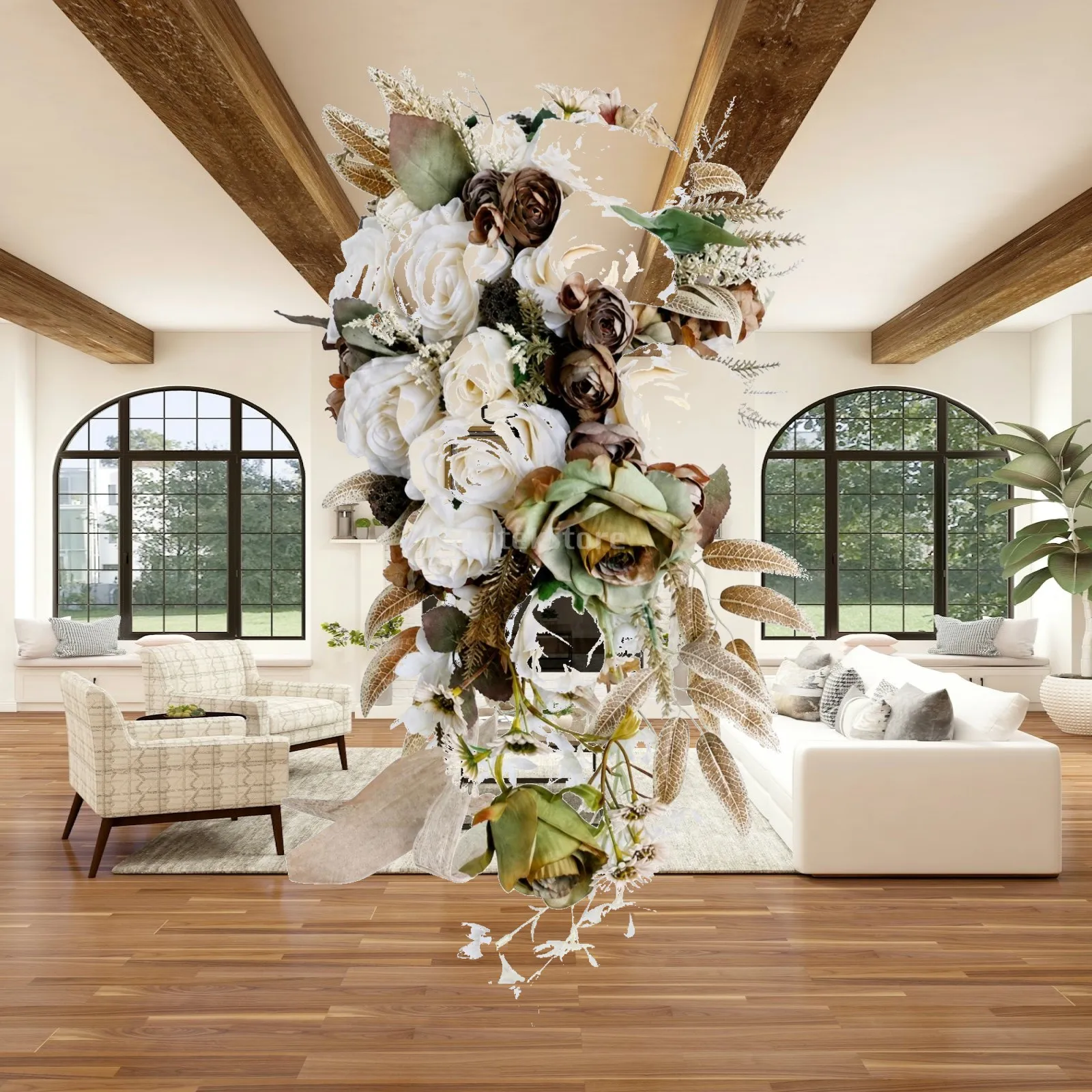 Cascading Bridal Bouquet Realistic Faux Flower Bridal Bouquet with Trailing Greenery Never Wilt Voluminous for Brides