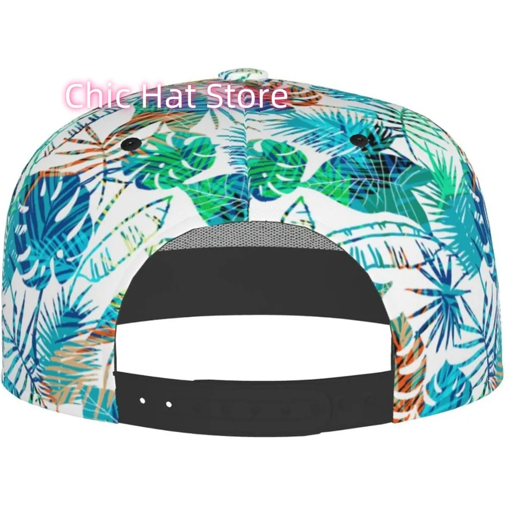 Czapka typu snapback z tropikalnymi liśćmi dla kobiet i mężczyzn, styl hip-hop, bawełniana, regulowana czapka baseballowa z płaskim daszkiem, czapka typu trucker na wędrówki i aktywności na świeżym powietrzu.