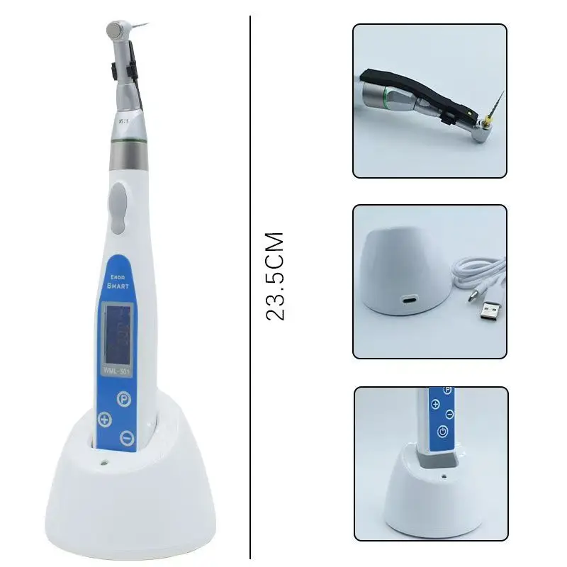 9-Program Wireless Den tal LED Endo Motor 16:1 Contra Angle Electric Power Source Plastic Metal Clinic Endodontic Instrument