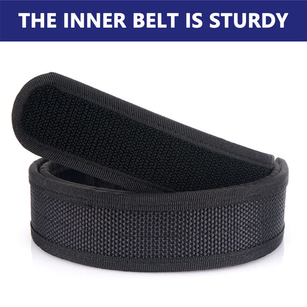 TUSHI New 3.8cm Tactical Inner Belt for Men Premium Nylon Rigid Hook & Loop Straps 95cm to 135cm Unbuckled Belt Male Waistband