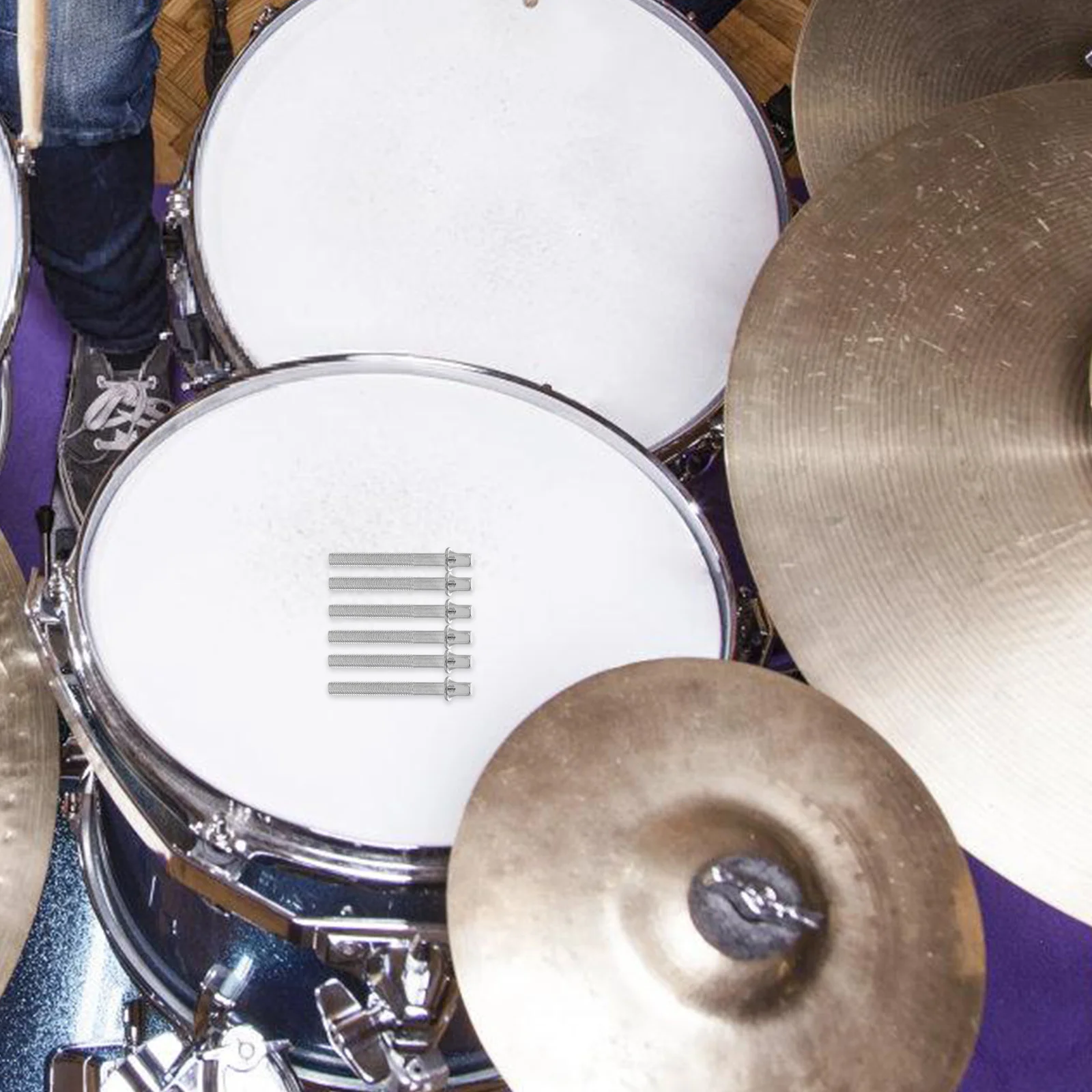 

12Pcs Drum Screws Metal Tension Rods Mounting Hardware Jazz Kit Accessories Percussion Instrument Repair Parts