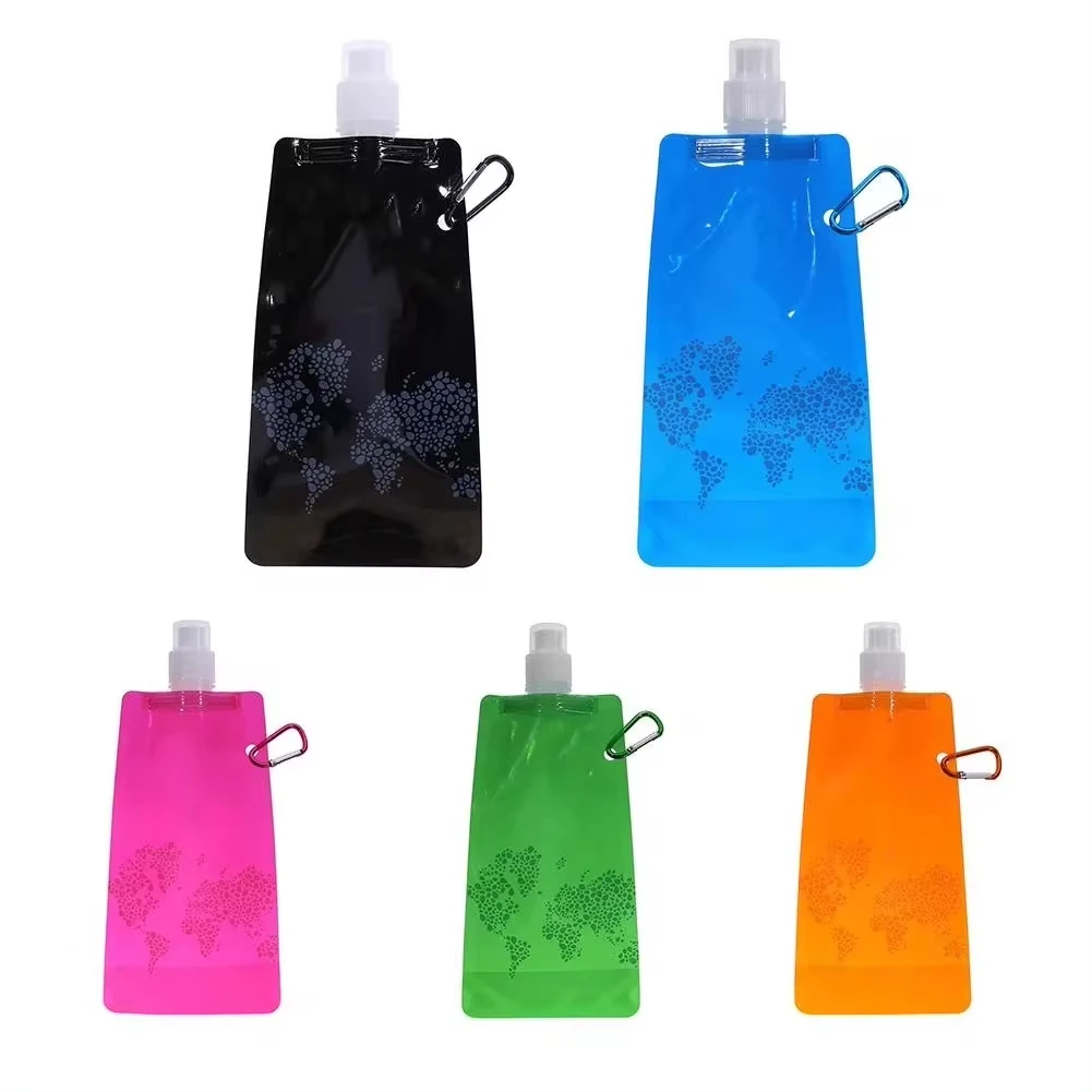 500ML 휴대용 초경량 접이식 실리콘 물병 물주머니 야외 스포츠 용품 하이킹 캠핑 소프트 플라스크 가방 썸네일 2