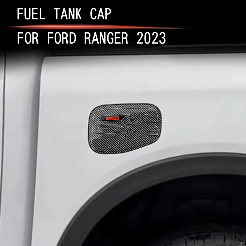 ABS Fuel Tank Cap Cover Sticker Carbon Fiber Pattern For Ford Ranger 2023 Car Styling Exteriror Decoration Accessories