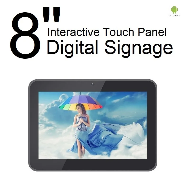 8” Interactive Digital Signage, Small LCD Display with Touch Panel, 75mm VESA Wall Mount