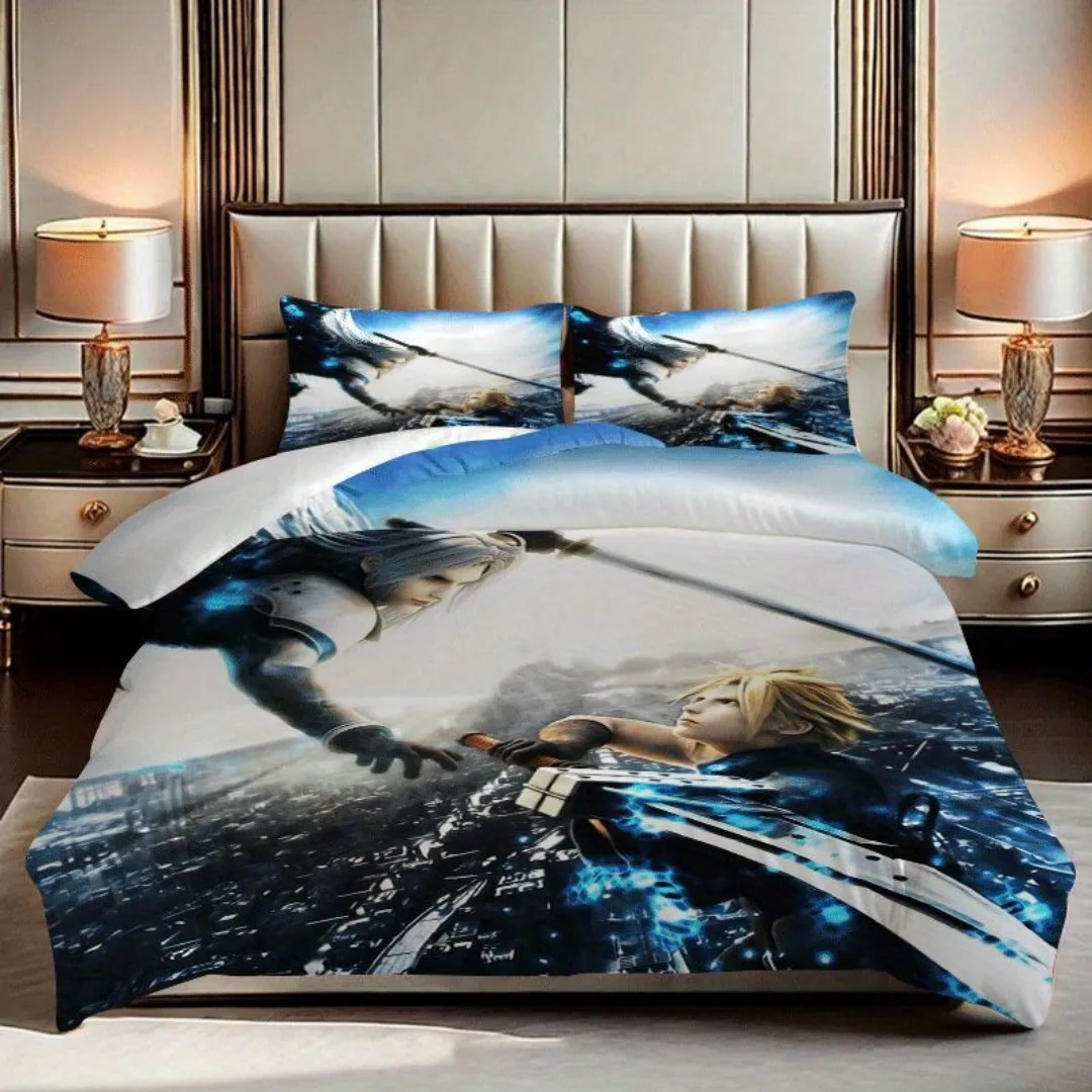 2/3pcs Quilt Cover Set with Claude and Sephiroth Print, Quilt Cover Set Contains Quilt Cover and Pillowcases